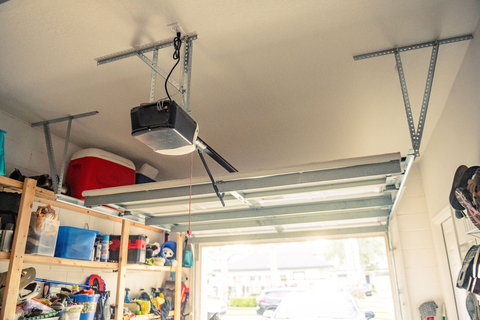 Open Garage Door on a Sunny Day